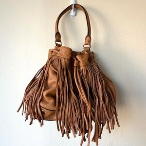 MILLY fringe bohemian leather shoulder bag